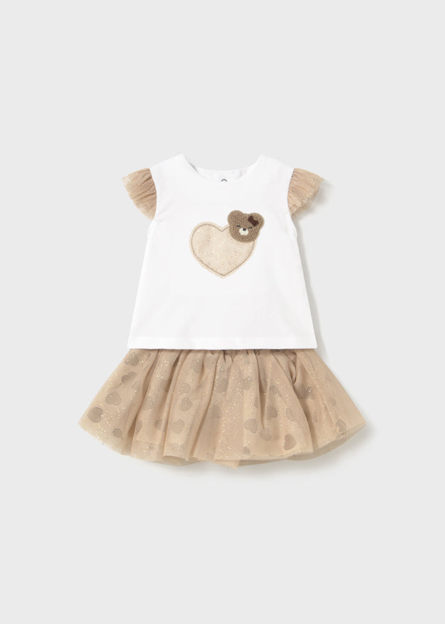 Conjunto de falda con tul 187439