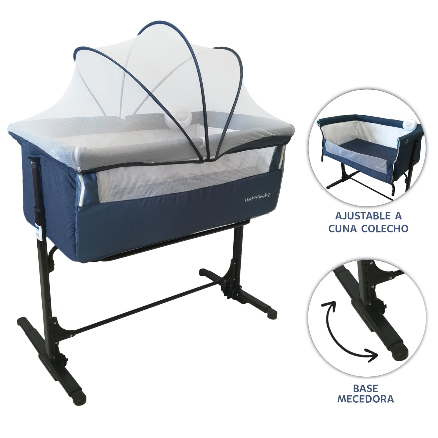 Cuna Colecho bebe Happy Baby Mix+ Azul