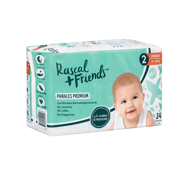 Pañales Rascal + Friends Etapa 2 X 34 Unds (4-8 kg)