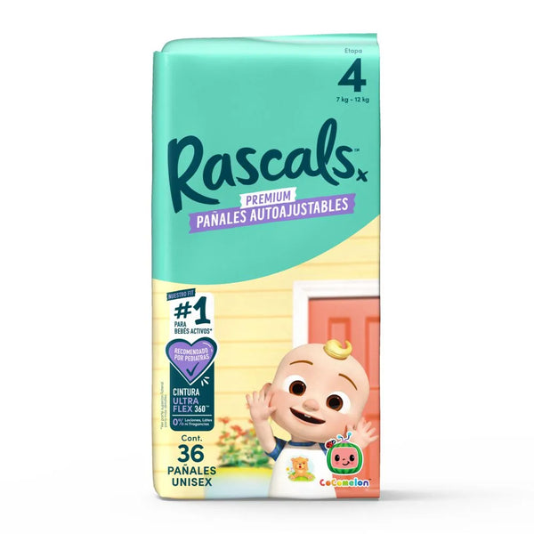 Pañales PANTS Rascal Cocomelon  Etapa 4 X 36 Unds (7-12 kg)