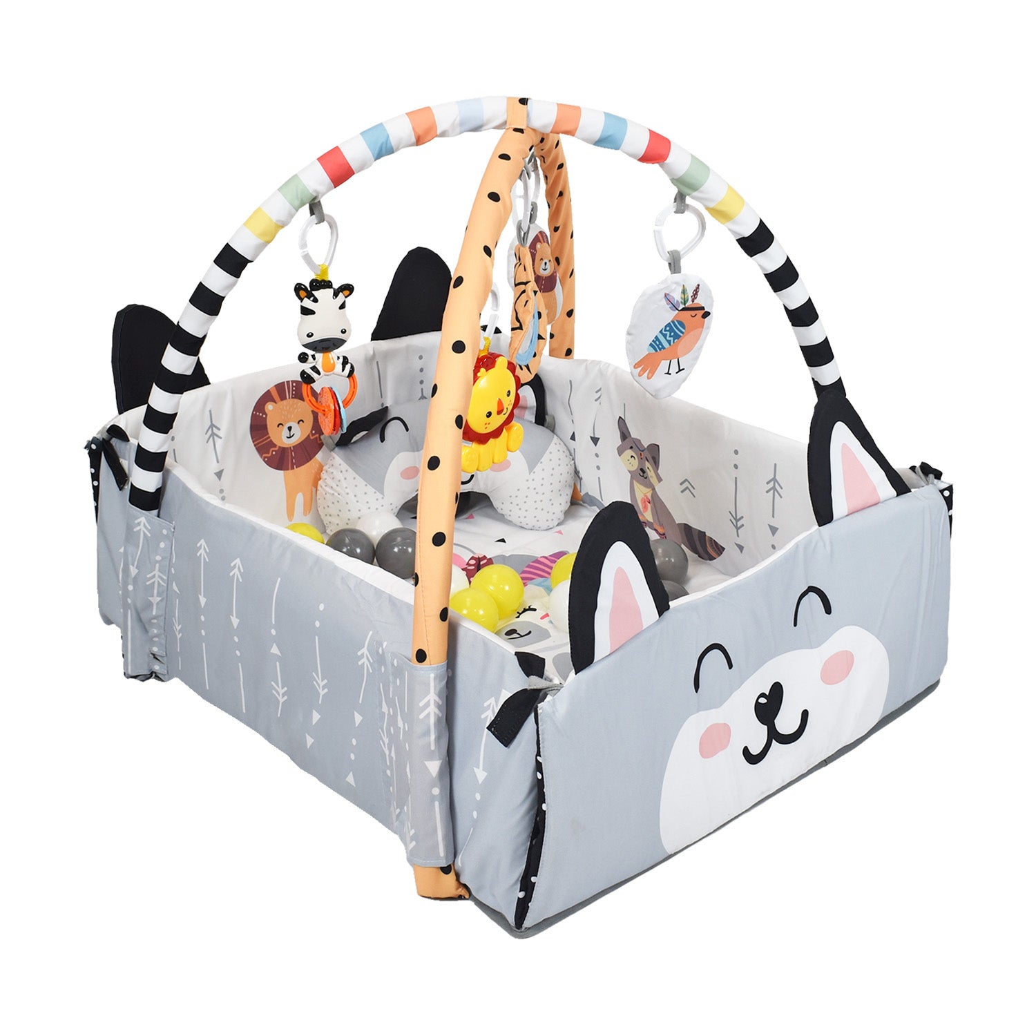 Gimnasio Actividades Con Pelotas Gris Premium Baby PB-302MN