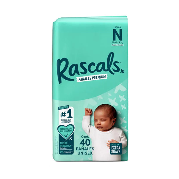 Pañales Rascal Etapa N Recien nacido X 40 Unds (1-4 kg)
