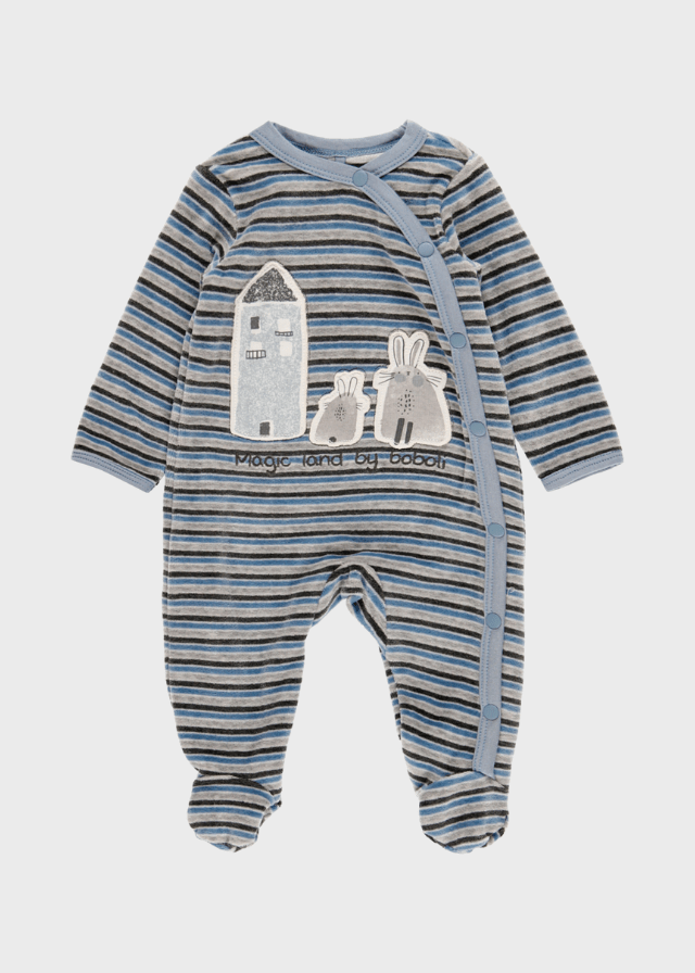 Pijama azul lineas de niña Boboli