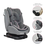 Silla Carro Bebe First Plus 360° Priori Gris Rosa